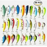 Jicanghai 30PCS Kinds of Fishing Lures Crankbaits Hooks Minnow Baits Bass Tackle Crank Set